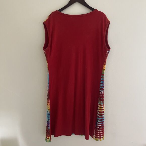 RISING INTERNATIONAL Vtg Cotton Nepalese Floral Boho Hippie Rainbow Dress- XXL - Picture 7 of 8